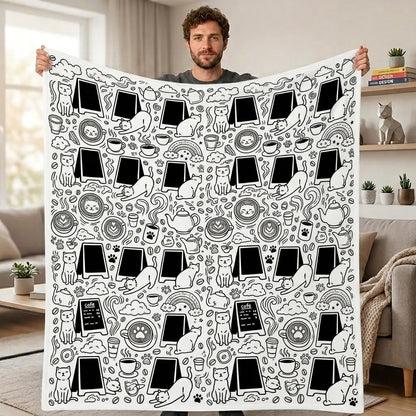 DIY Drawing Blanket with 24 Colors Markers, Doodle Your Own Blankets, Customizable Washable Paint & Play Blankets for Adults