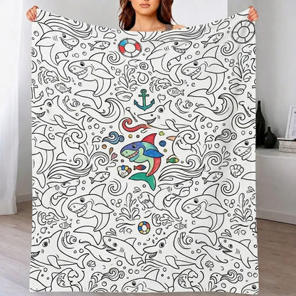 DIY Drawing Blanket with 24 Colors Markers, Doodle Your Own Blankets, Customizable Washable Paint & Play Blankets for Adults