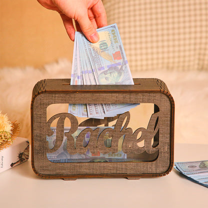 Personalized Name Money Bank Wood Piggy Banks