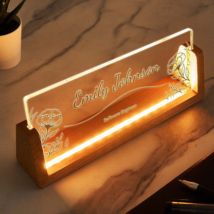 Custom U-shaped Acrylic Name Night Light - Warm White Light