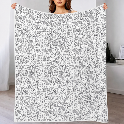 DIY Drawing Blanket with 24 Colors Markers, Doodle Your Own Blankets, Customizable Washable Paint & Play Blankets for Adults