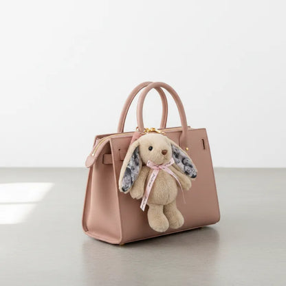 Custom Photo Bunny Plush Keychain – Personalized Cute Rabbit Bag Charm with Photo Ears & Ribbon Gift