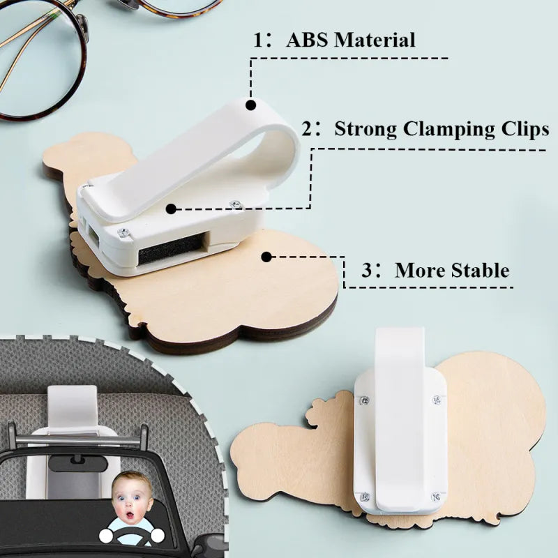 Personalized Photo Wooden Car Visor Clip Custom Babies Face Drive Safe Daddy