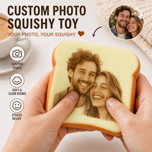 Personalized Photo Toast Squishy Toy, Custom Face Bread Novelty Fidget Toy, Cute Memory Gift For Friends, Couples And Pet Lovers
