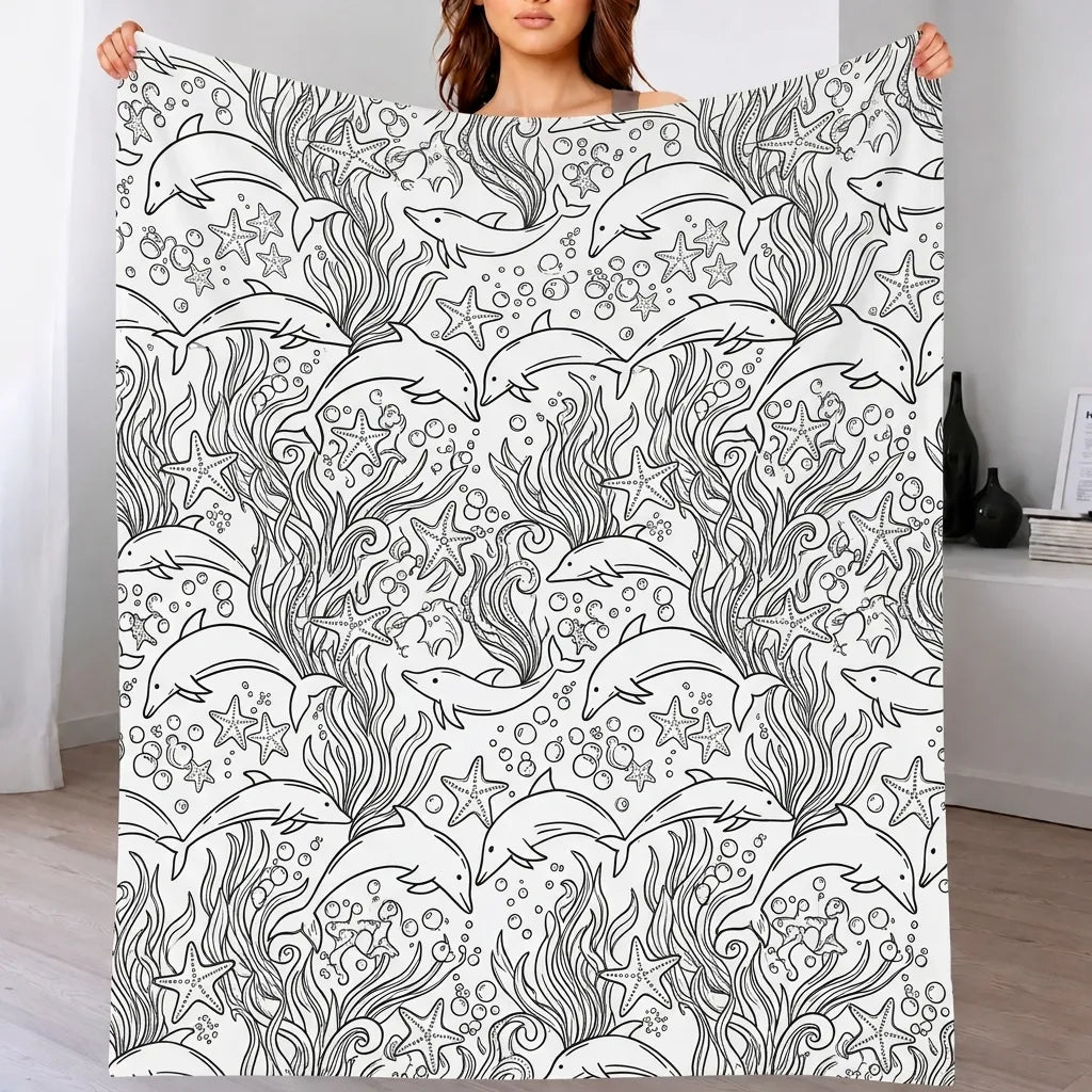 DIY Drawing Blanket with 24 Colors Markers, Doodle Your Own Blankets, Customizable Washable Paint & Play Blankets for Adults