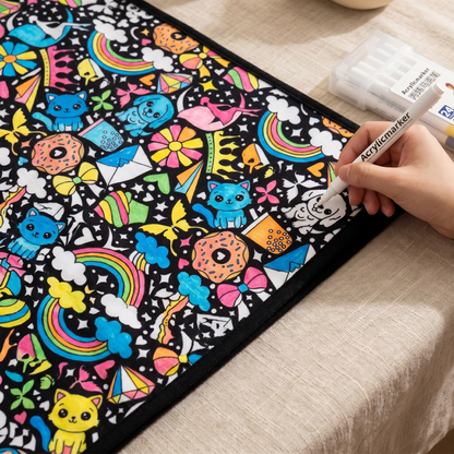 DIY coloring blanket style A — coloring in progress