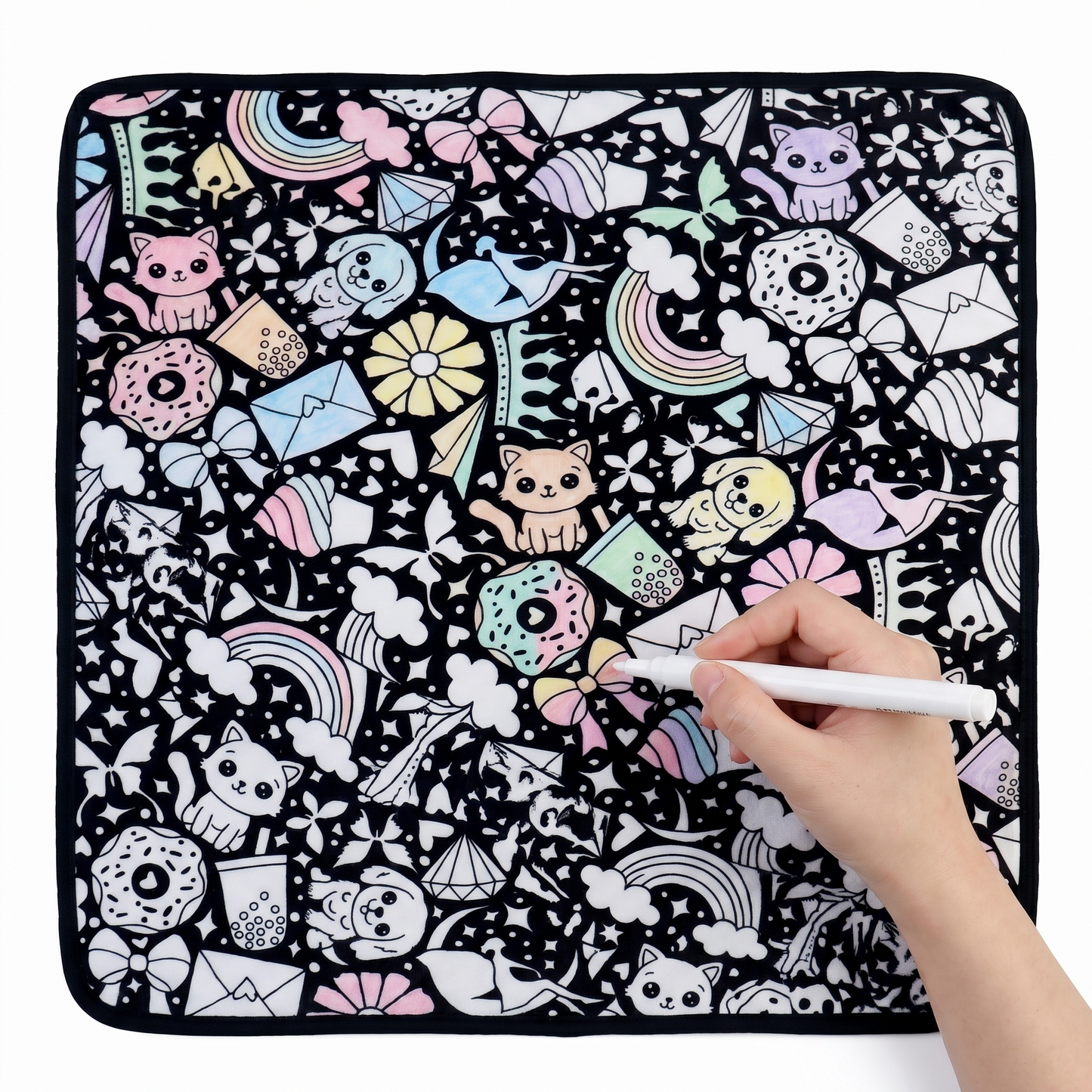 DIY coloring blanket style A — flat framed coloring