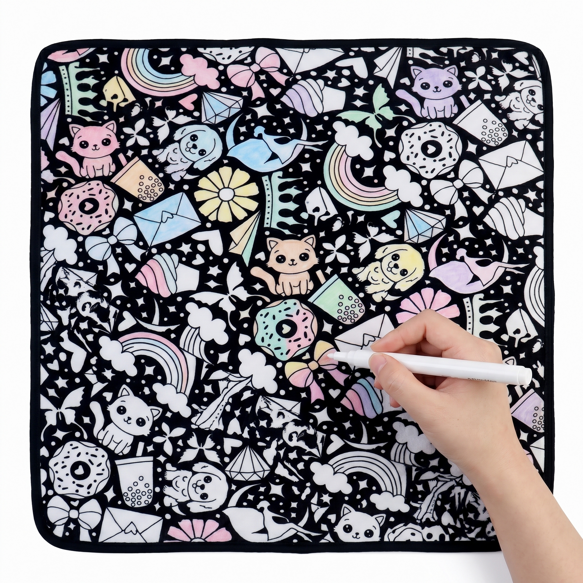 DIY coloring blanket style A — flat framed coloring