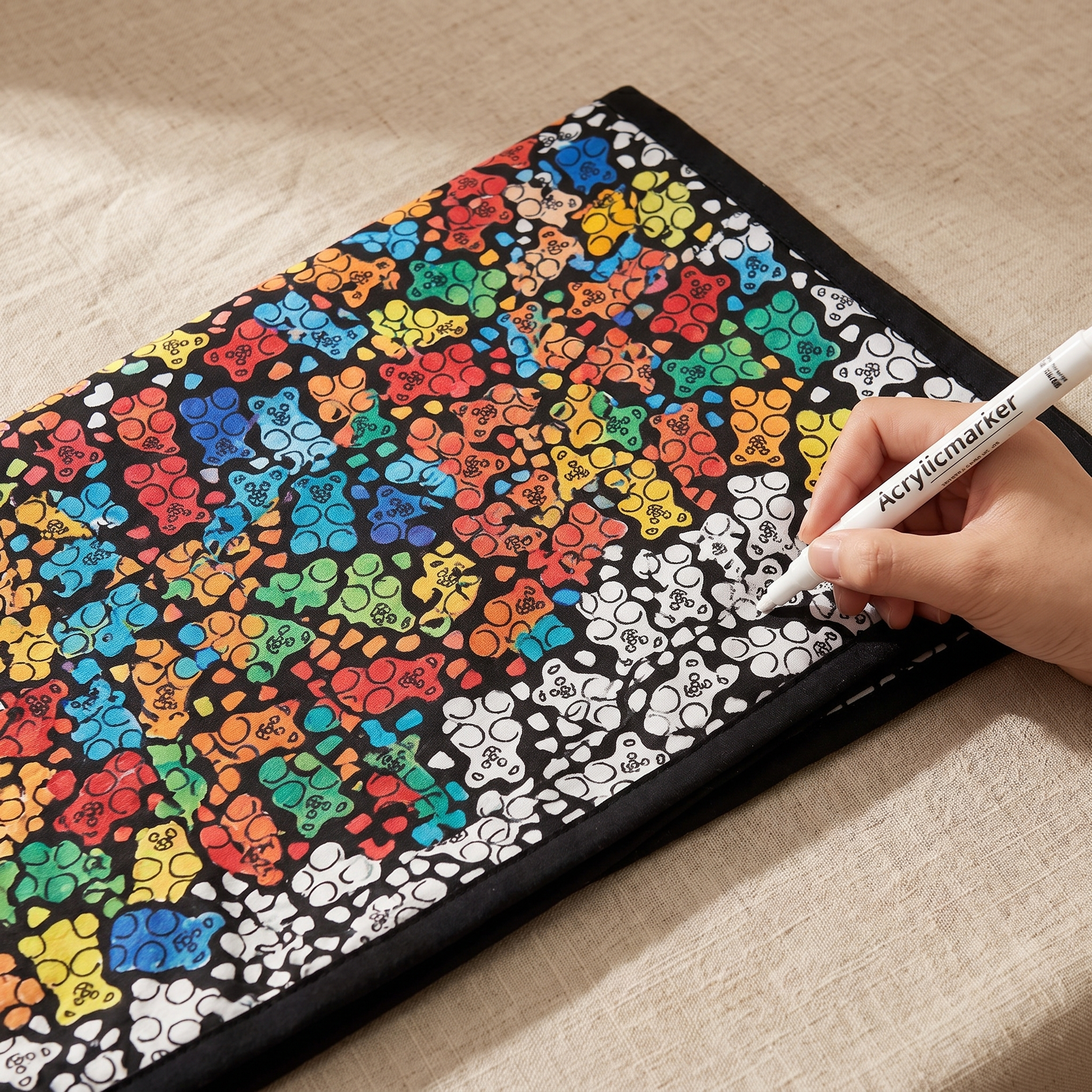 DIY coloring blanket style C — coloring in progress