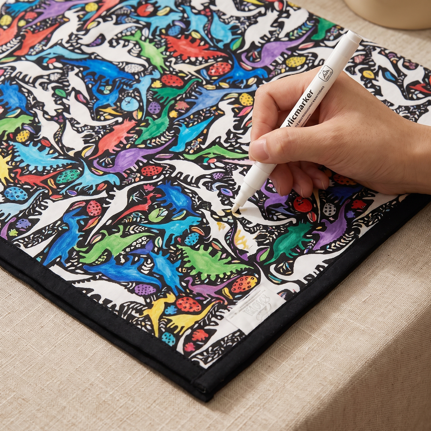 DIY coloring blanket style E — coloring in progress