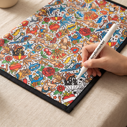 DIY coloring blanket style F — coloring in progress