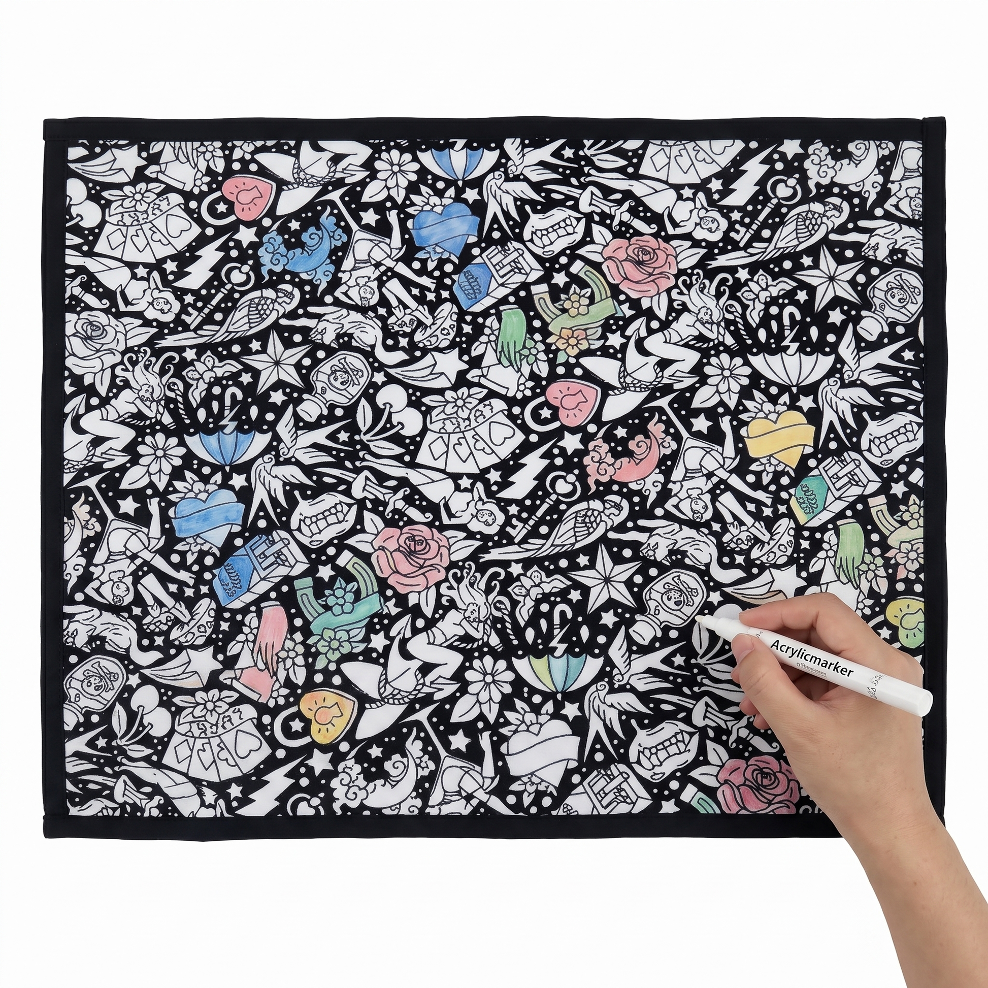 DIY coloring blanket style F — flat framed coloring