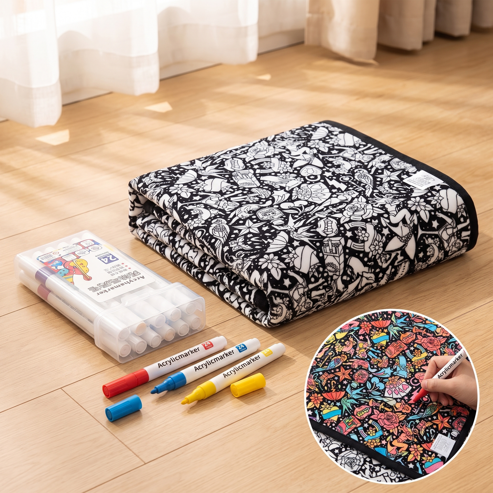 DIY coloring blanket style F — folded floor pack