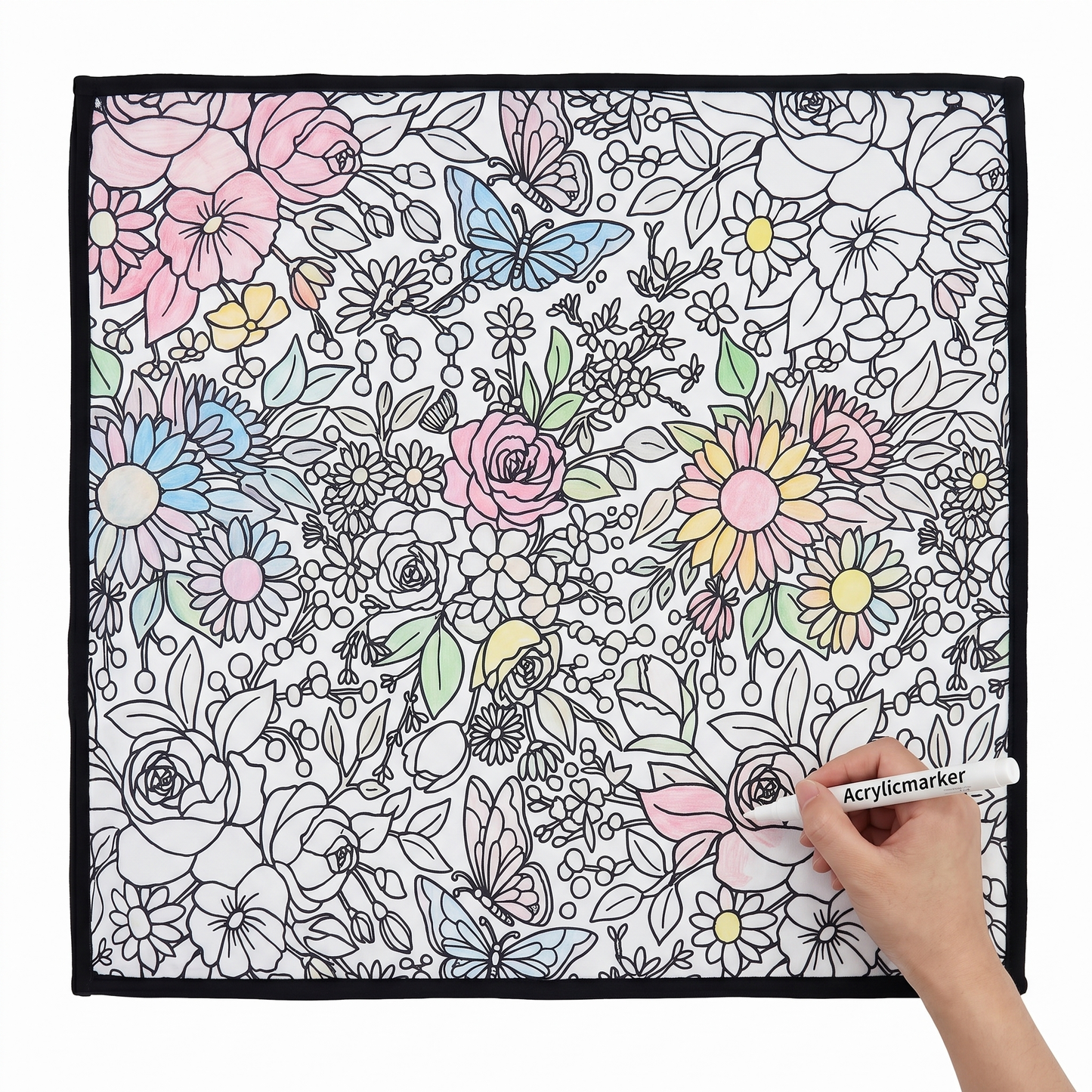 DIY coloring blanket style G — flat framed coloring