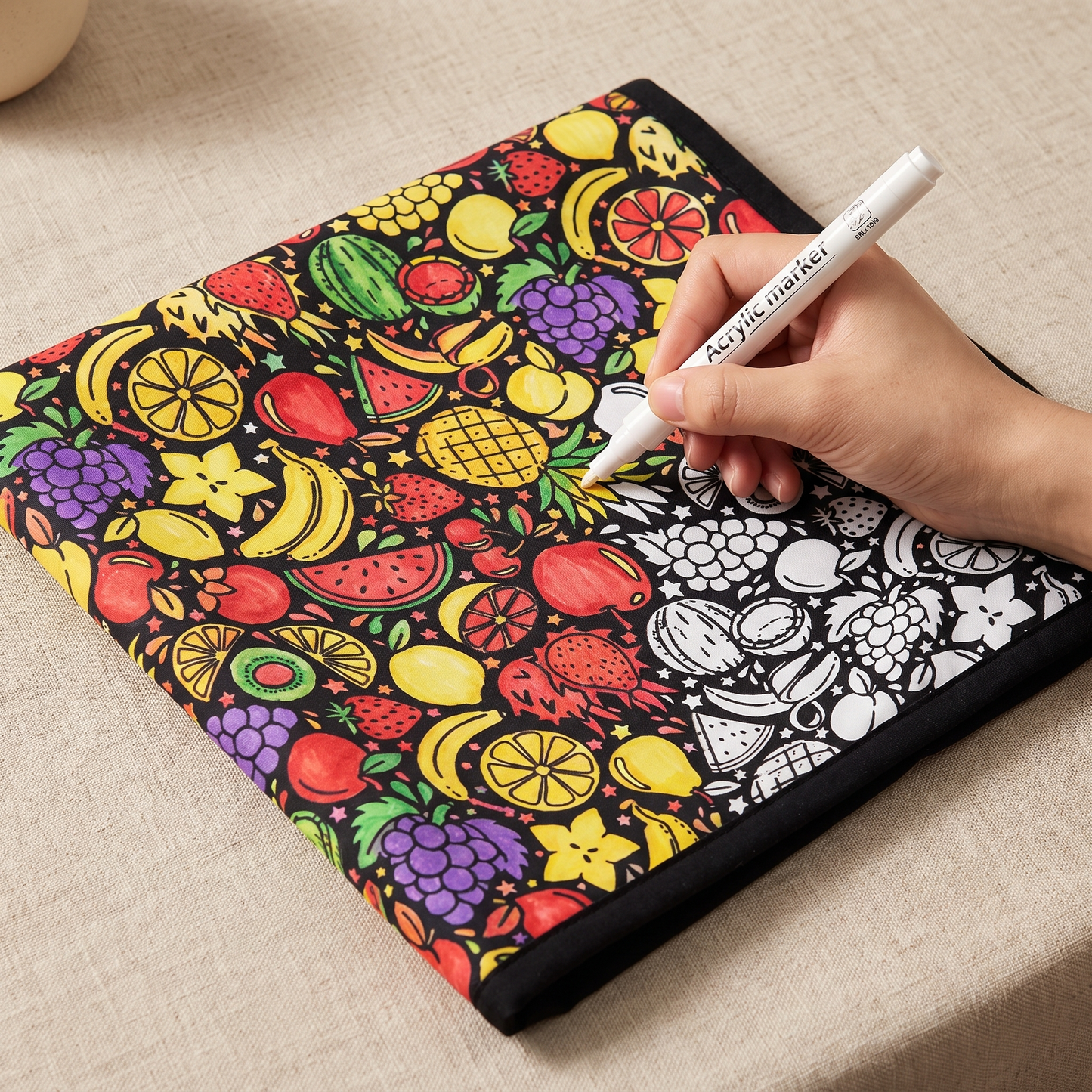 DIY coloring blanket style H — coloring in progress