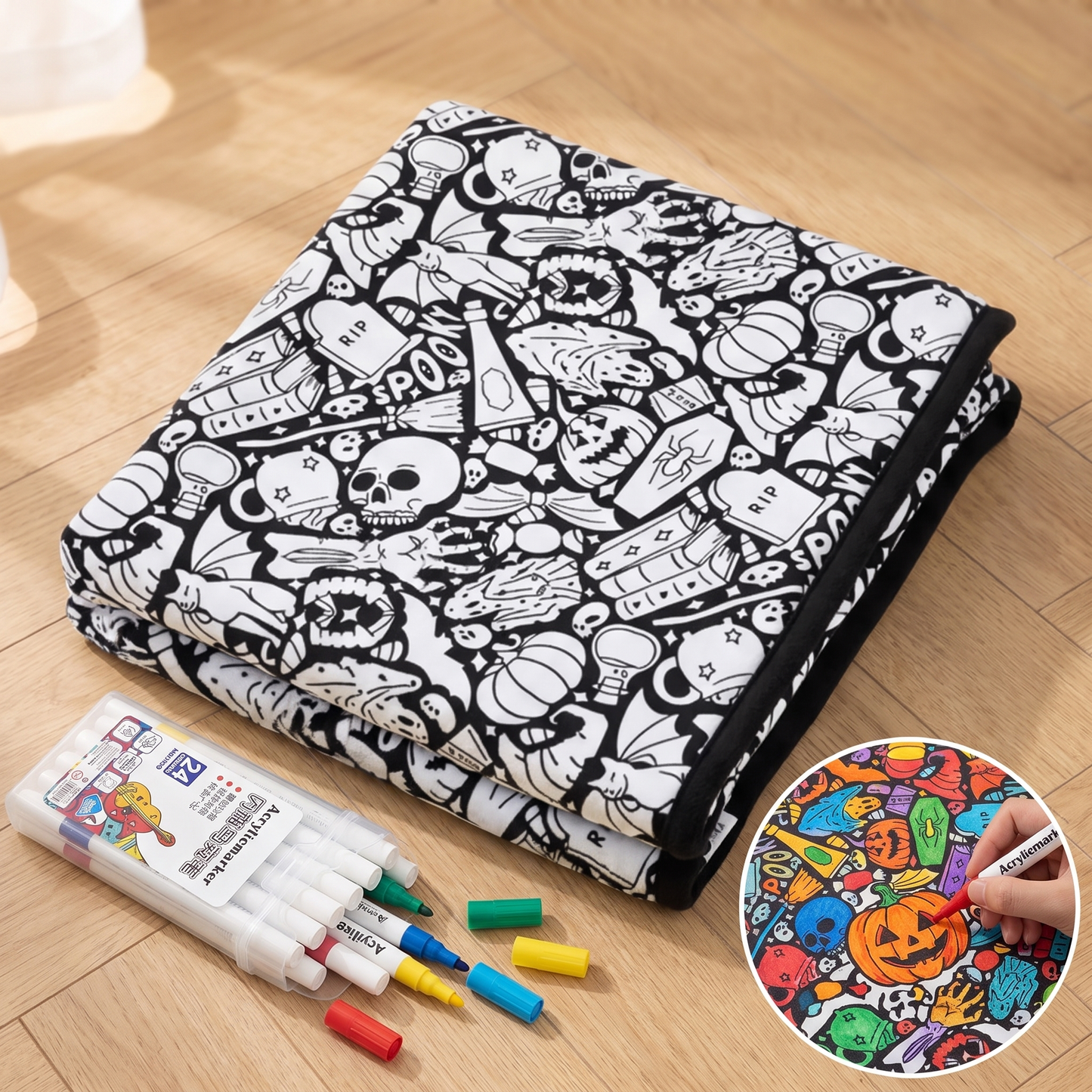 DIY coloring blanket style I — folded floor pack