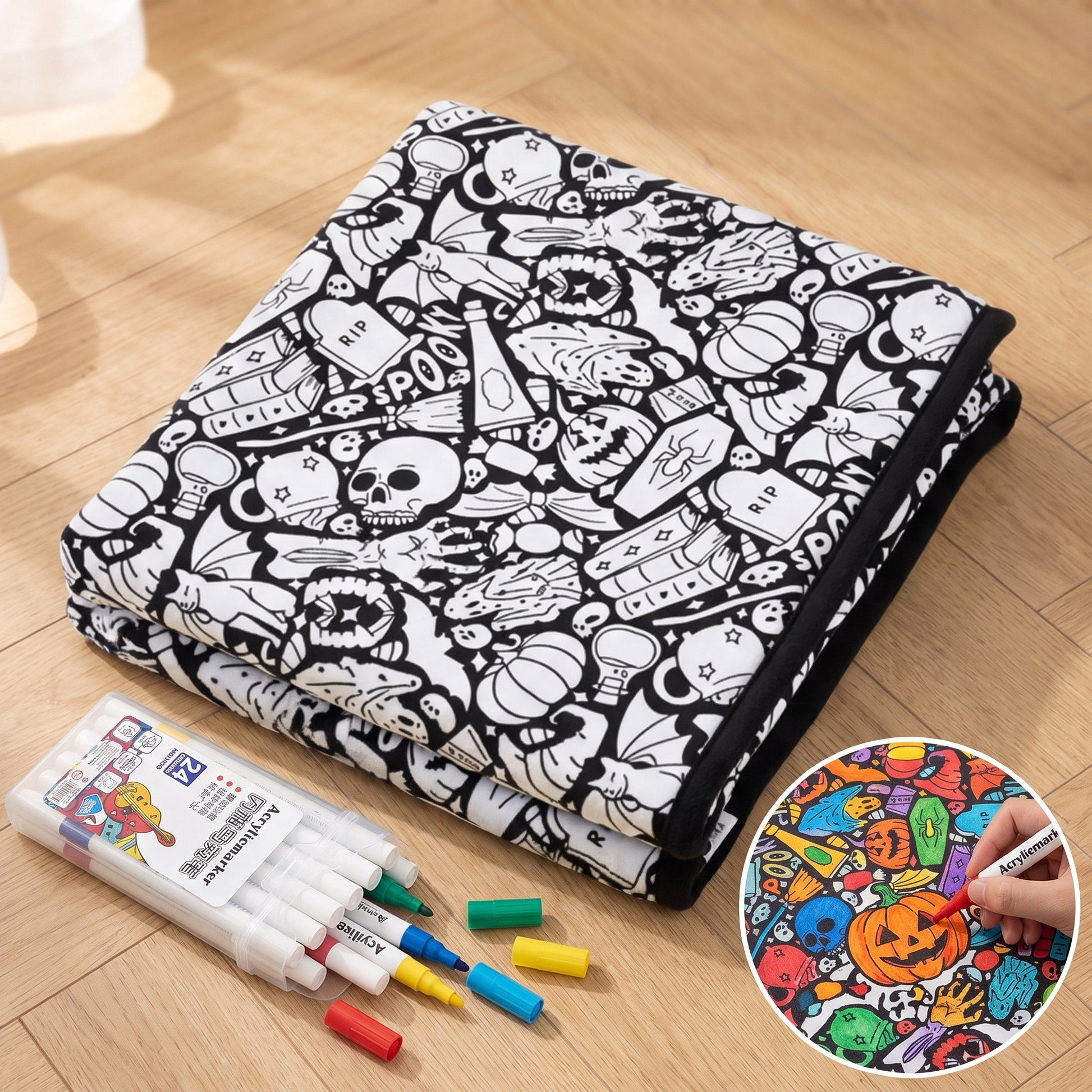 DIY coloring blanket style I — folded floor pack