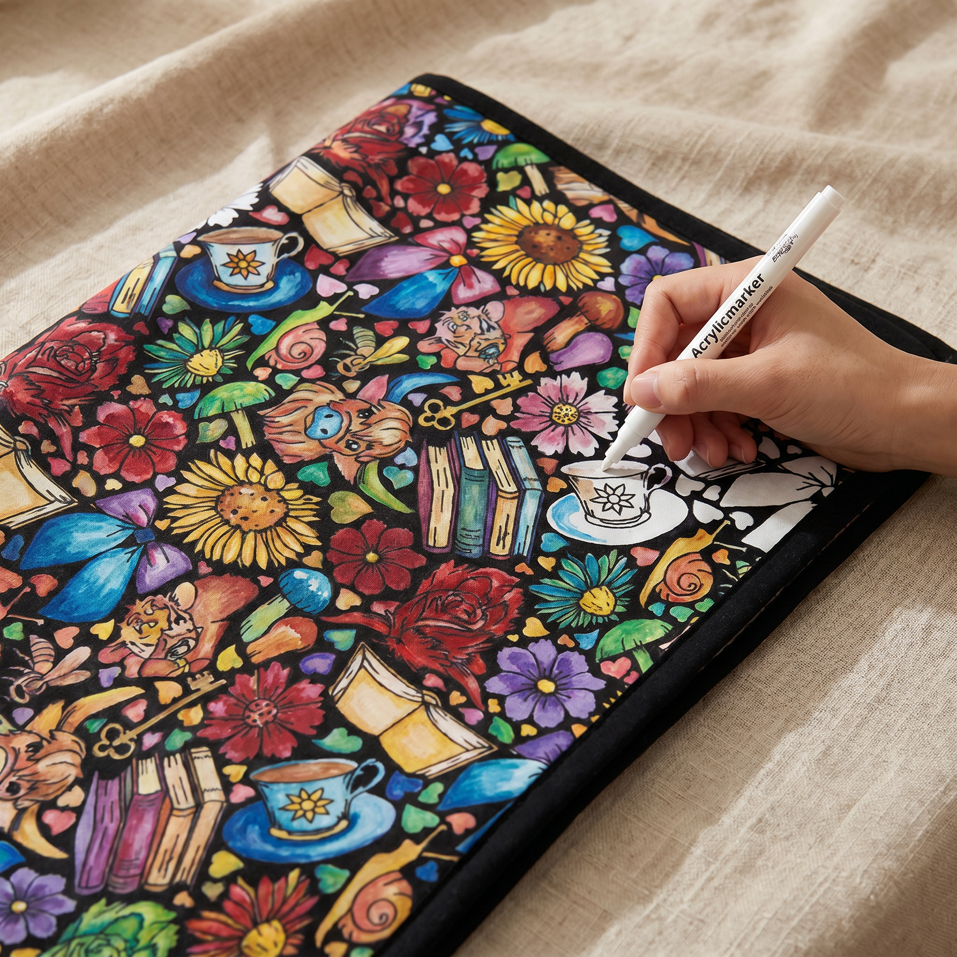 DIY coloring blanket style J — coloring in progress