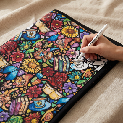 DIY coloring blanket style J — coloring in progress