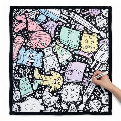 DIY coloring blanket style K — flat framed coloring