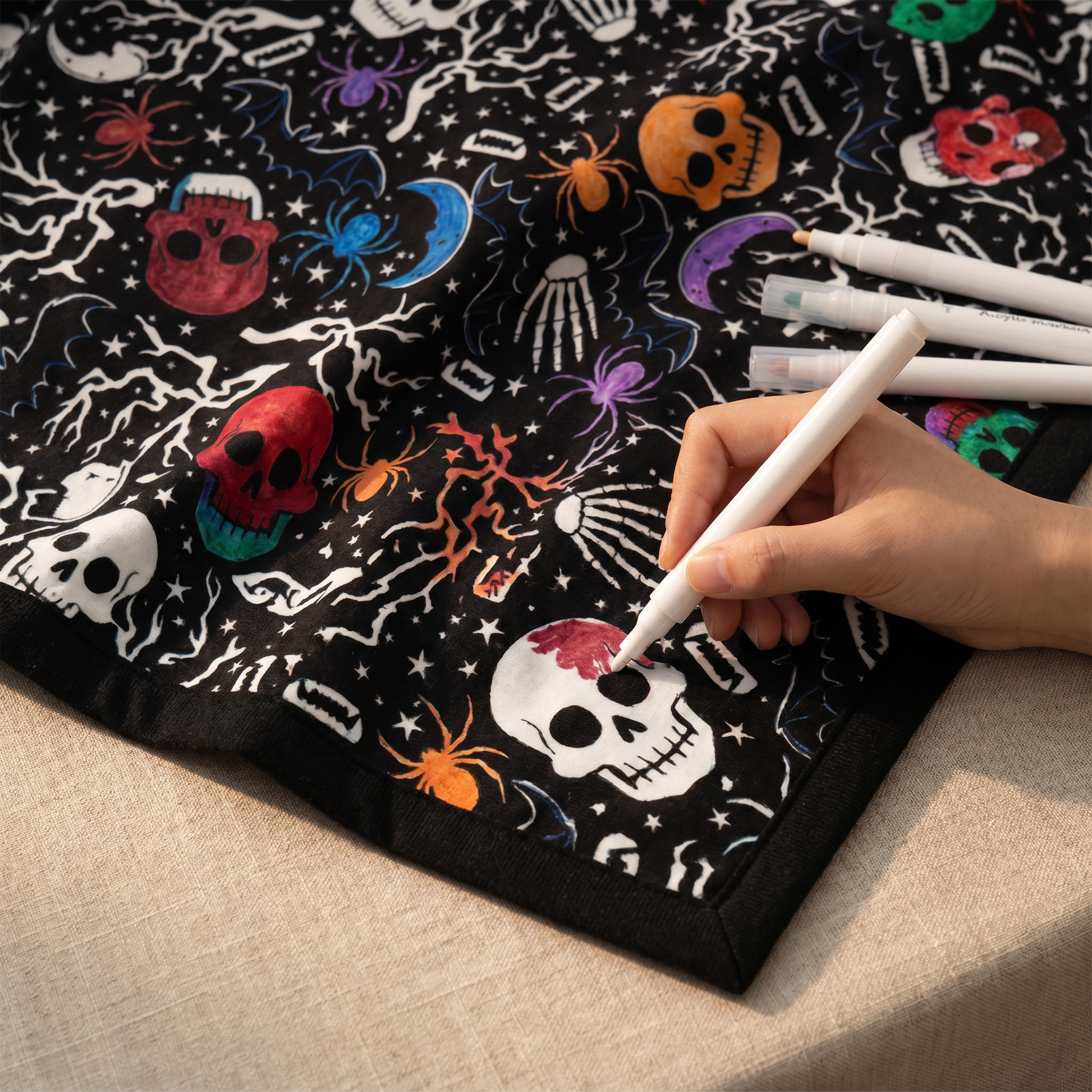 DIY coloring blanket style L — coloring in progress
