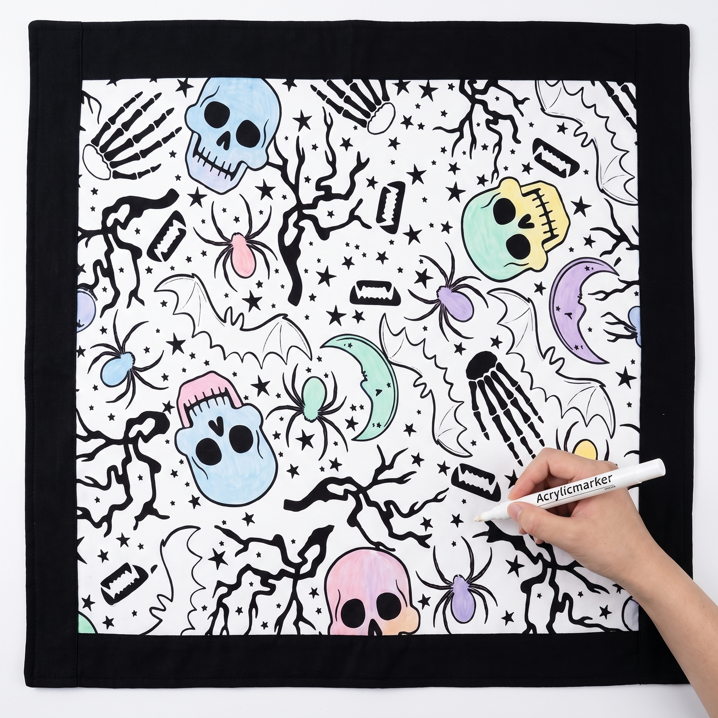 DIY coloring blanket style L — flat framed coloring