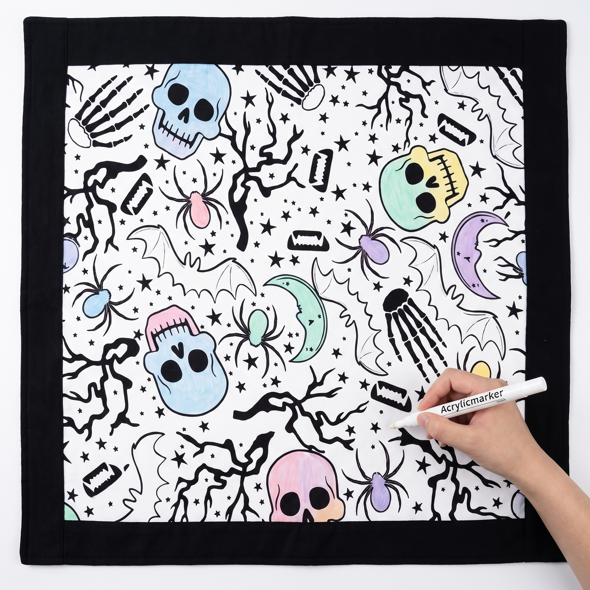 DIY coloring blanket style L — flat framed coloring