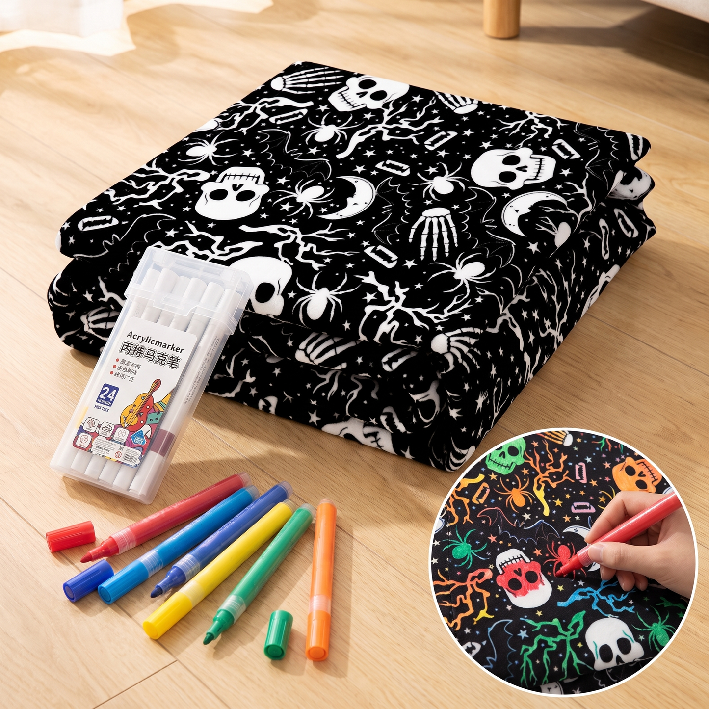 DIY coloring blanket style L — folded floor pack