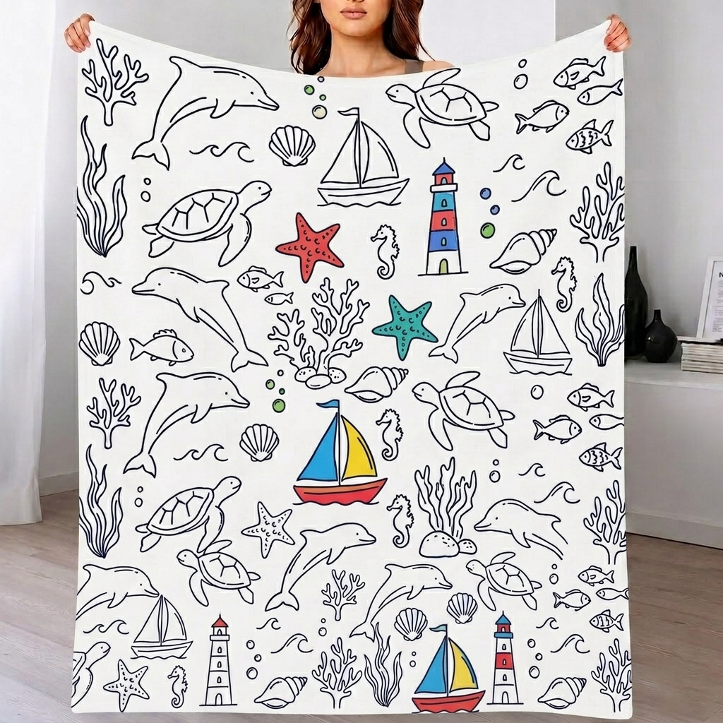 DIY Drawing Blanket with 24 Colors Markers, Doodle Your Own Blankets, Customizable Washable Paint & Play Blankets for Adults
